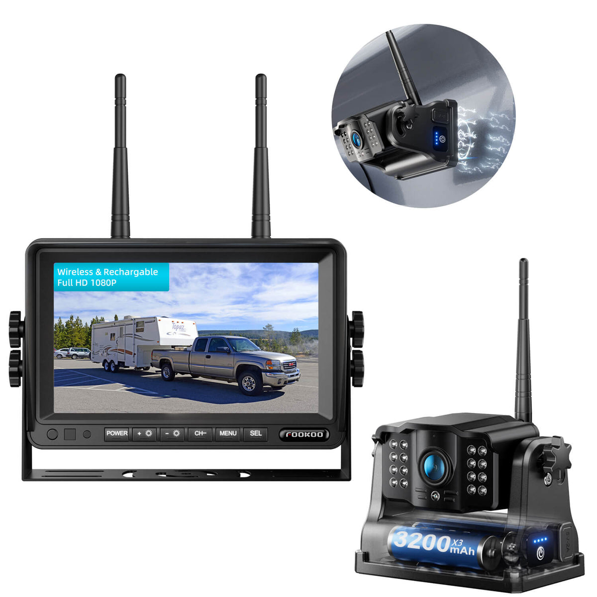 FOOKOO HD  7-inch Magnetic Wireless Backup Camera System (DCX701)