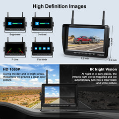 Fookoo HD 1080P 7-Inch Wireless License Plate Backup Camera System (DW7CT)