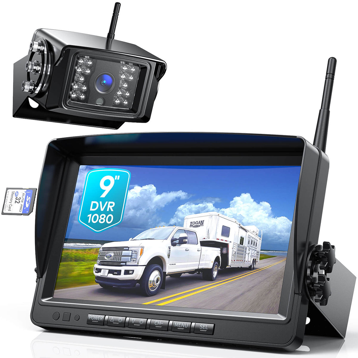 FOOKOO HD 1080P 9-Inch Wireless Backup Camera System (DW901)