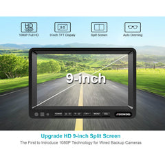 FOOKOO HD 1080P 9-Inch Wired Backup Camera System (DY912)